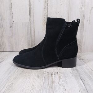 Easy Spirit Women's Sesylva Mid-Cut Ankle Booties Wide Black Leather #608